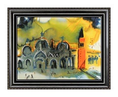 Salvador Dali Limoges Porcelain Plaque Place Saint Marc Venice Homage Signed Art