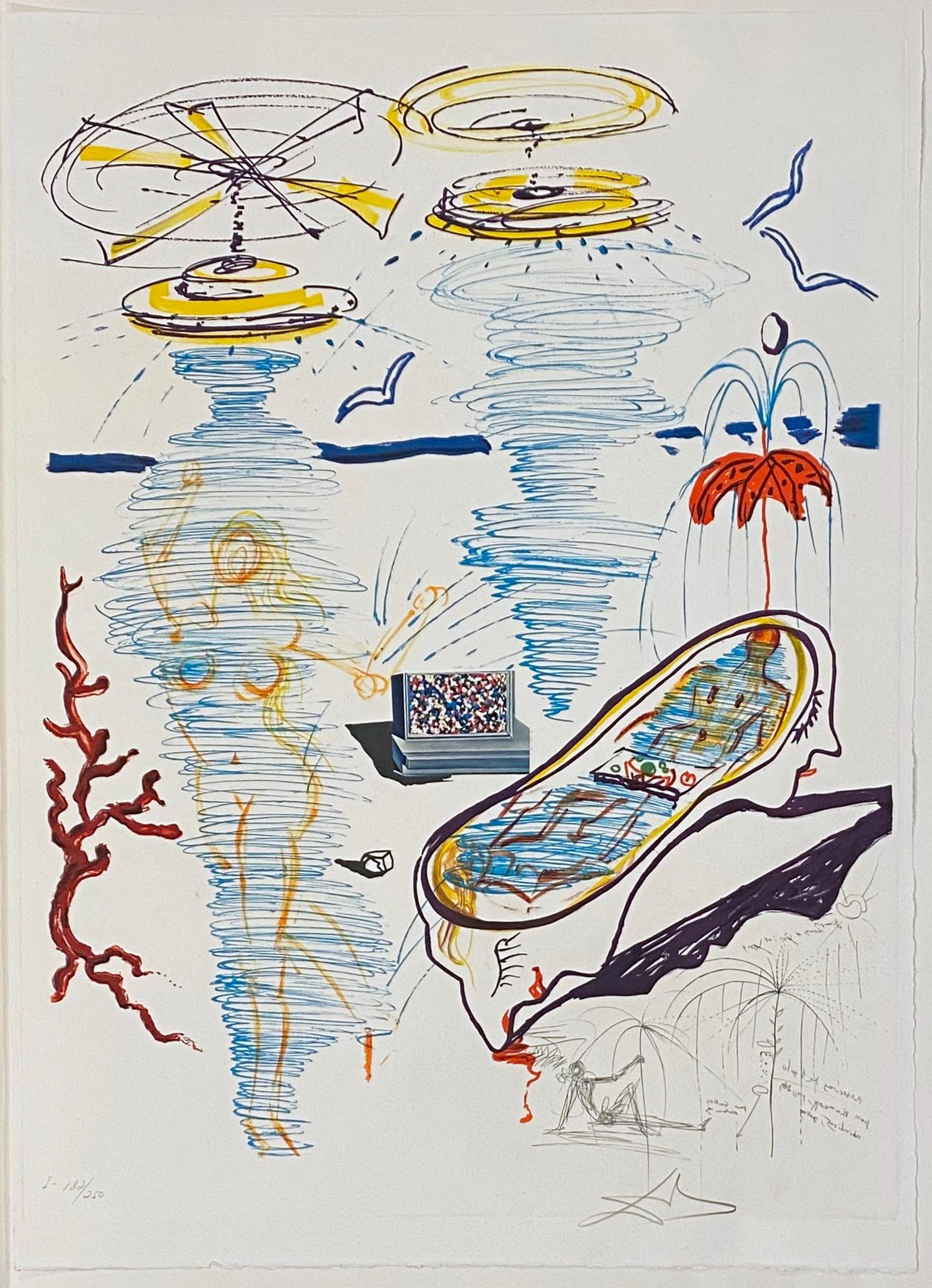 Abstract Print Salvador Dalí - Tube de bain Tornado, issu d'imaginations et d'objets du futur
