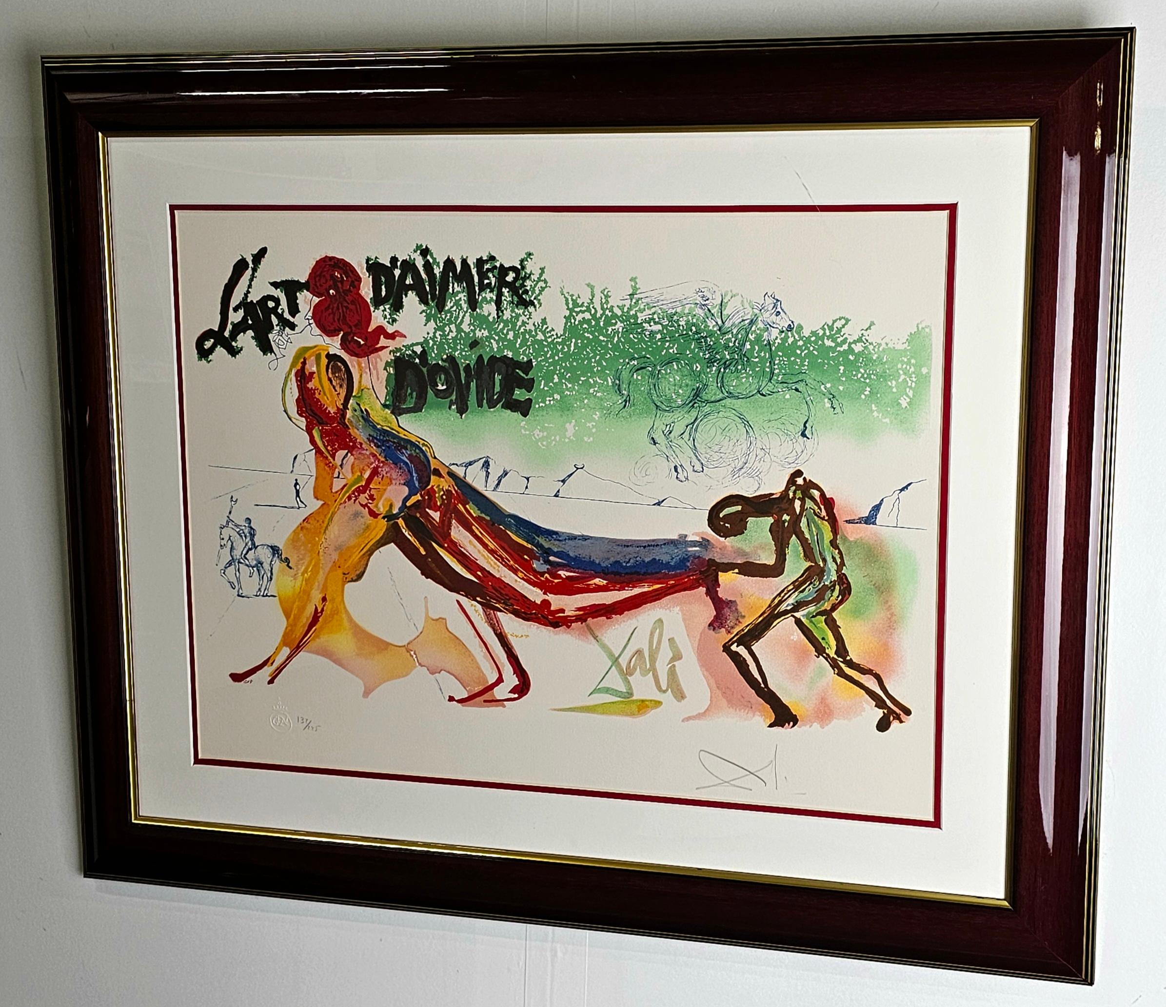 Salvador Dalí Litografía de El arte de amar Ovide 1979, firmada a mano y enmarcada 2