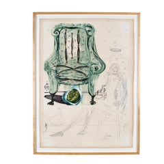 Salvador Dali Lithograph & Hand-Etched 68/250 "Breathing Pneumatic Armchair"