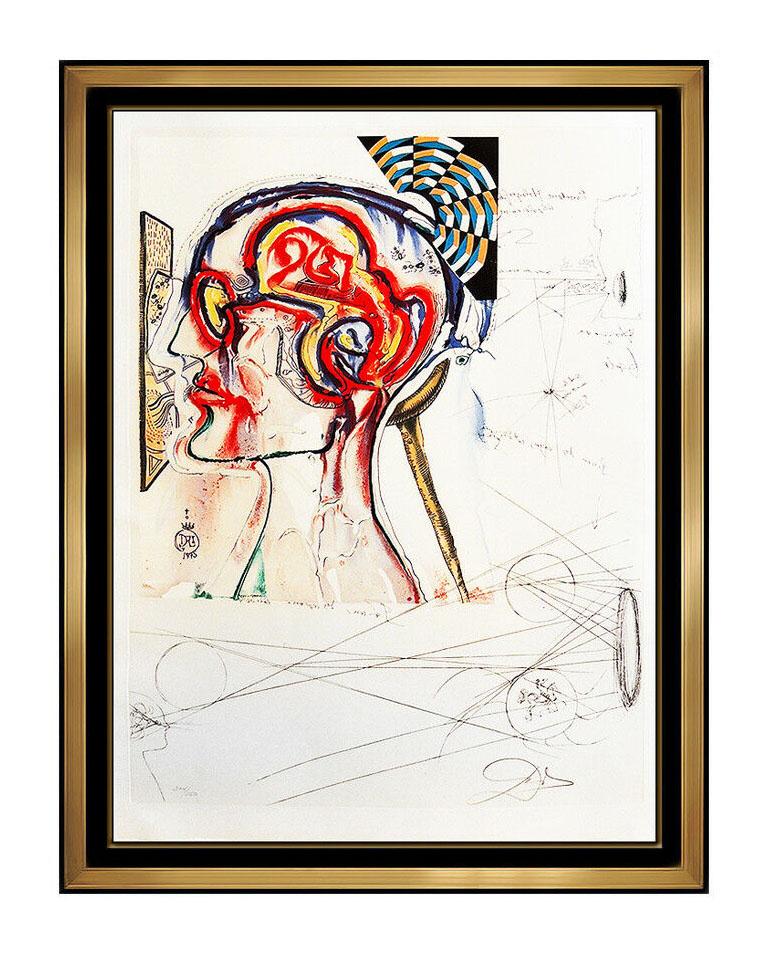 Salvador Dalí Portrait Print - Salvador Dali Lithograph Spectacles Hand Signed Large Objects Of The Future Art
