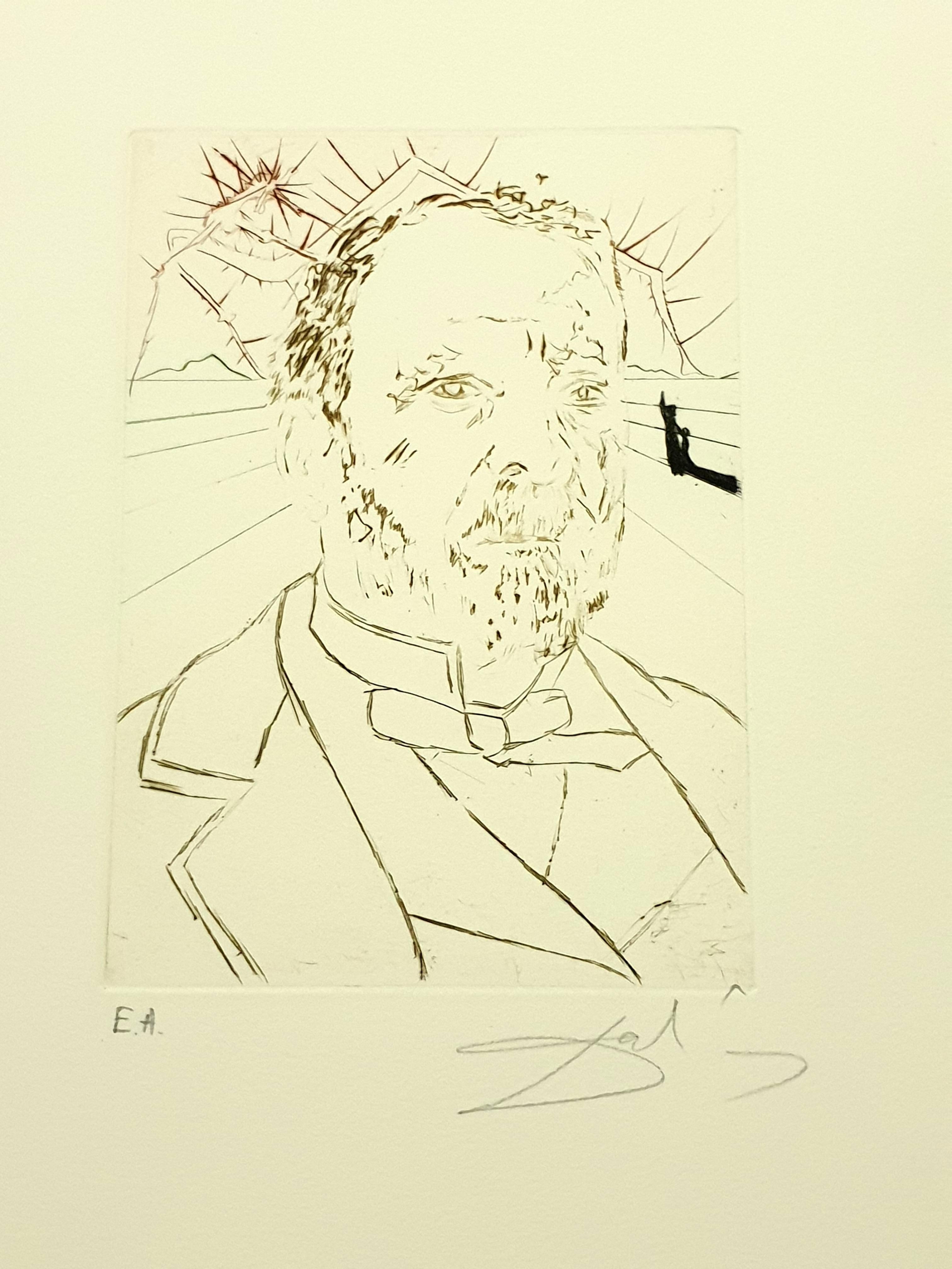 Salvador Dali - Louis Pasteur - Original handsignierter Kupferstich