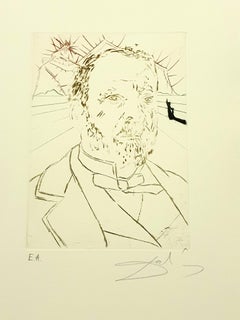 Vintage Salvador Dali - Louis Pasteur - Original Handsigned Engraving