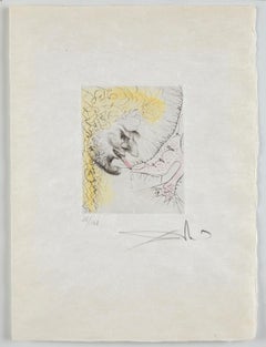 Salvador Dali, Man Kissing Shoe, Surrealist Hand-Colored Engraving