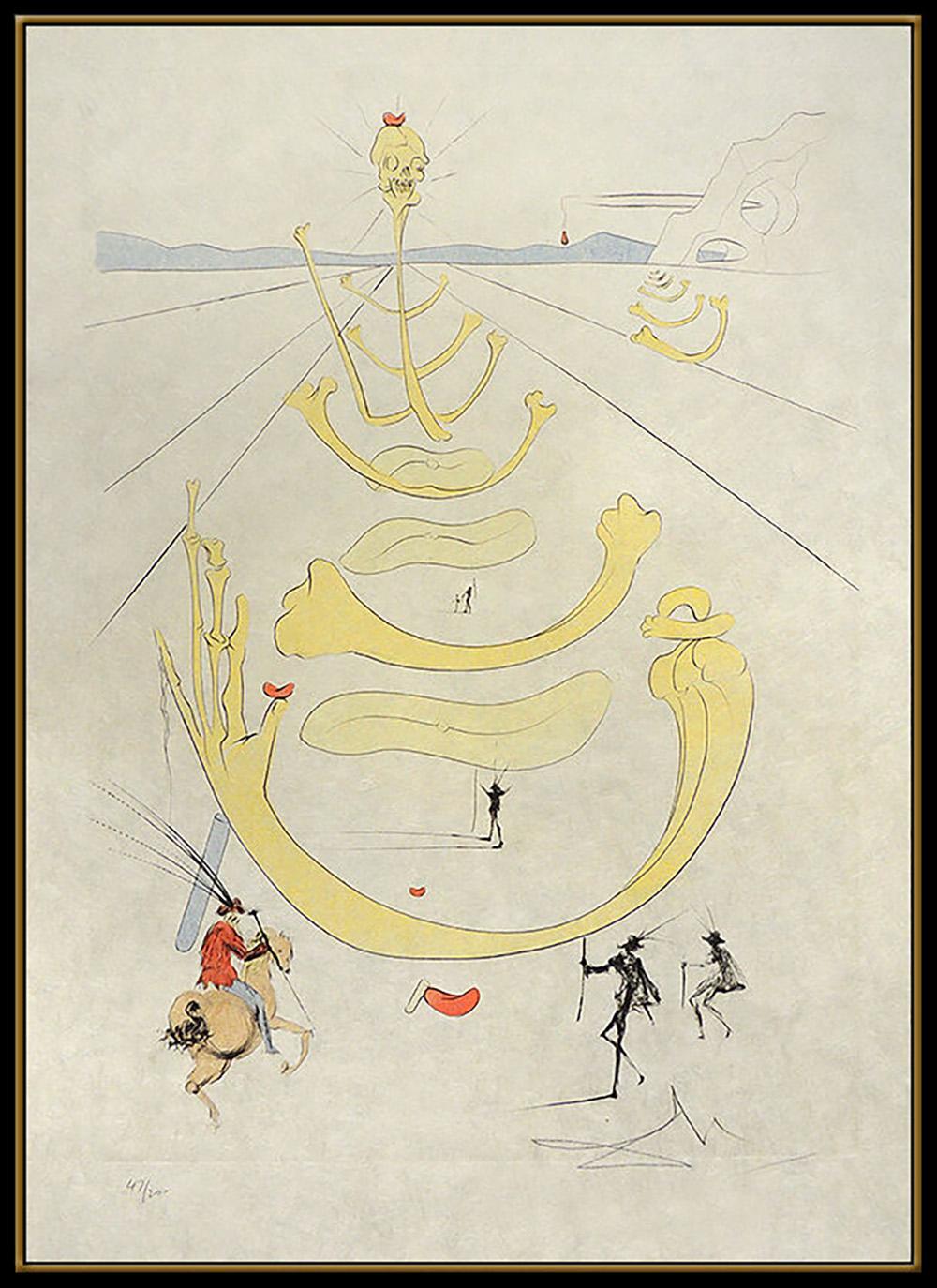 Salvador Dali Maske des Todes Farbe Radierung Hand signiertes Surreales Pferd Kunstwerk SBO – Print von Salvador Dalí