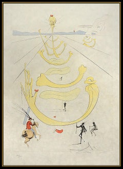 Salvador Dali Mask Of Death Color Etching Hand Signed Surreal Horse Artwork SBO