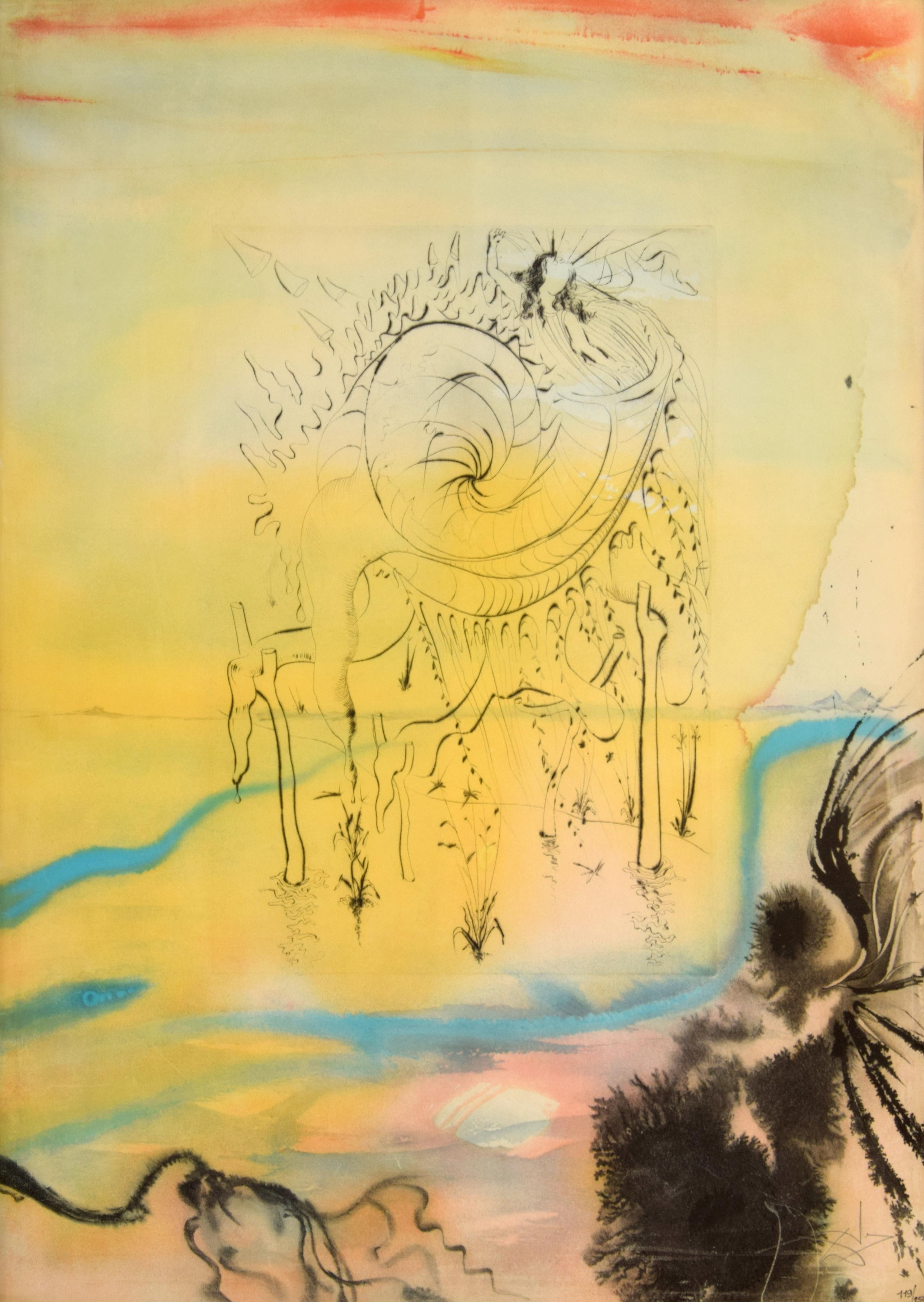 Salvador Dalí Print - Salvador Dali “Moses Saved from the Waters” Lithograph, Signed Edition