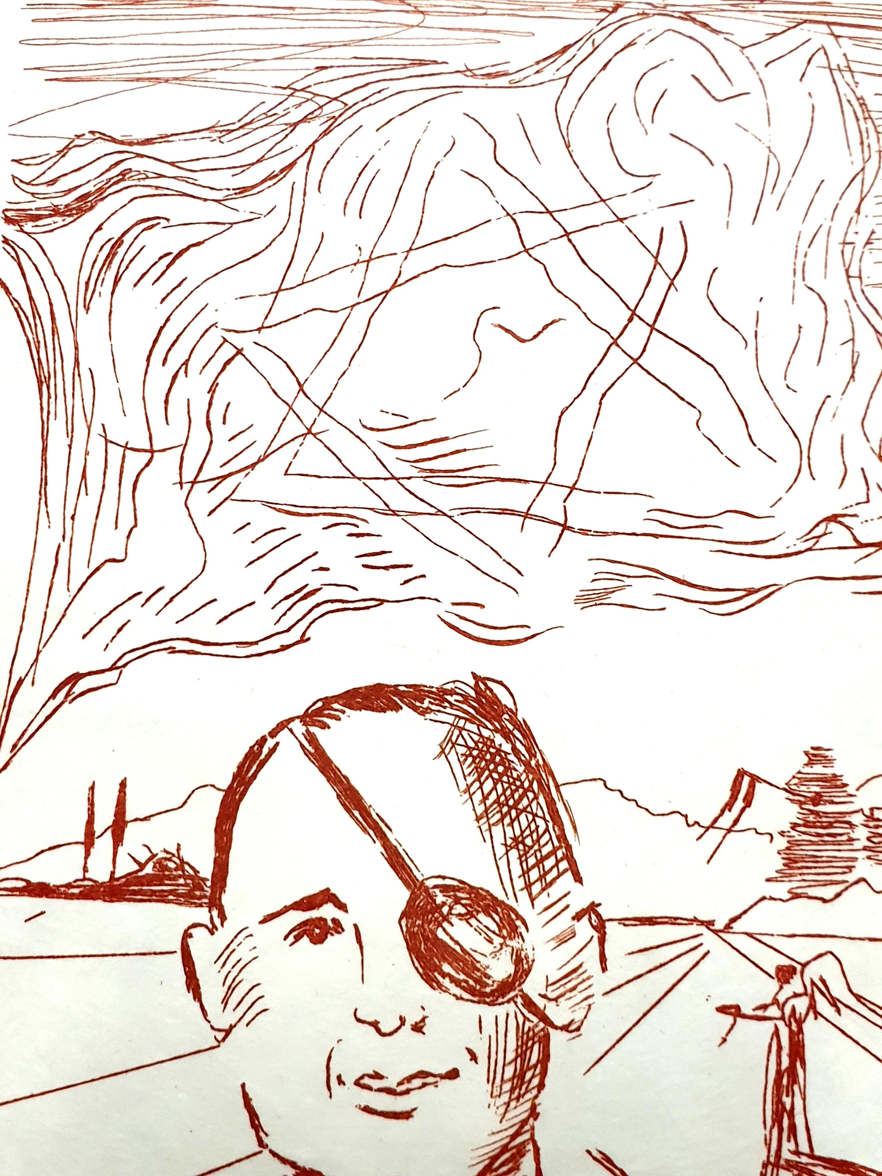 Salvador Dalí - Moshe Dayan - Grabado original firmado a mano en venta 2