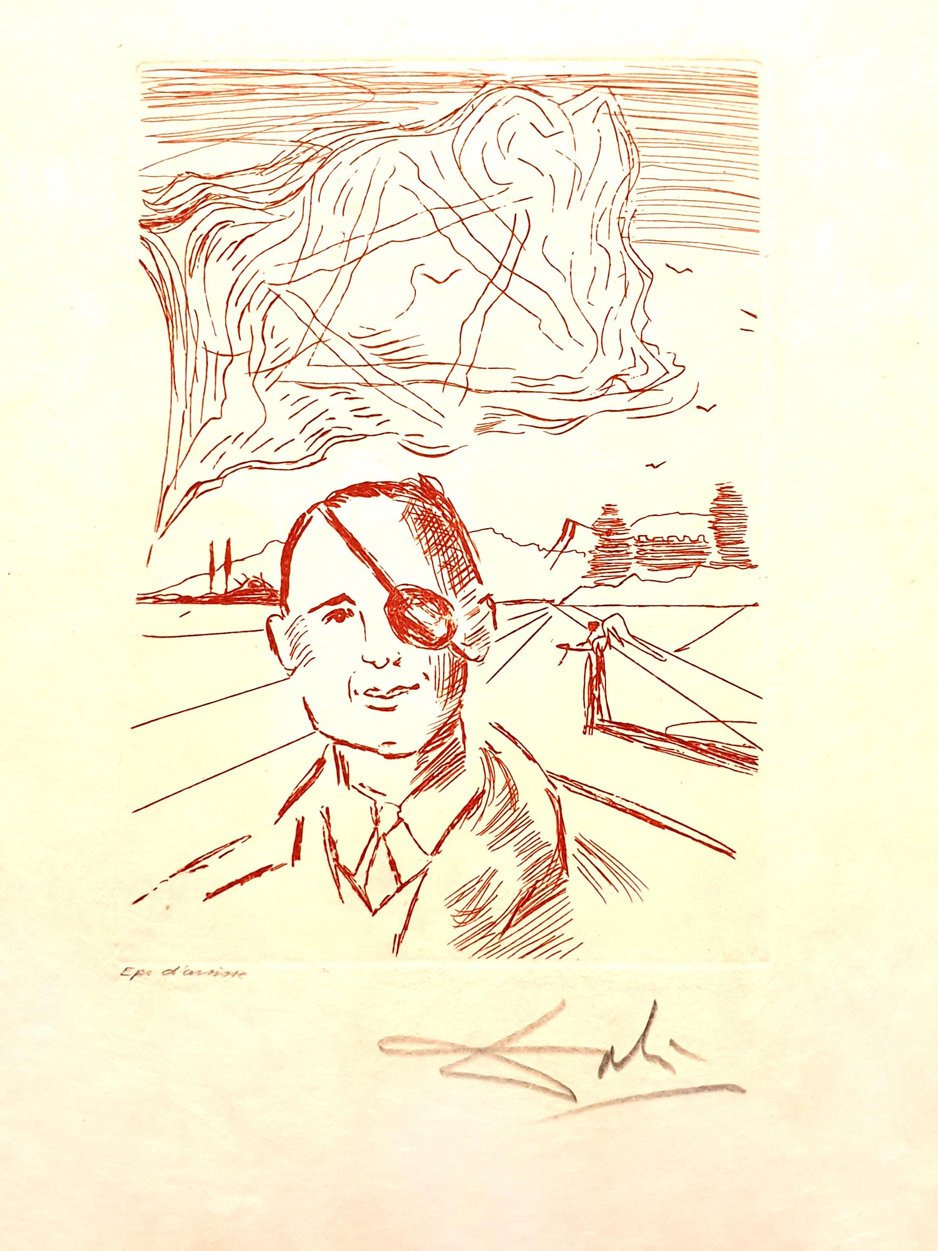 Salvador Dalí - Moshe Dayan - Grabado original firmado a mano en venta 3