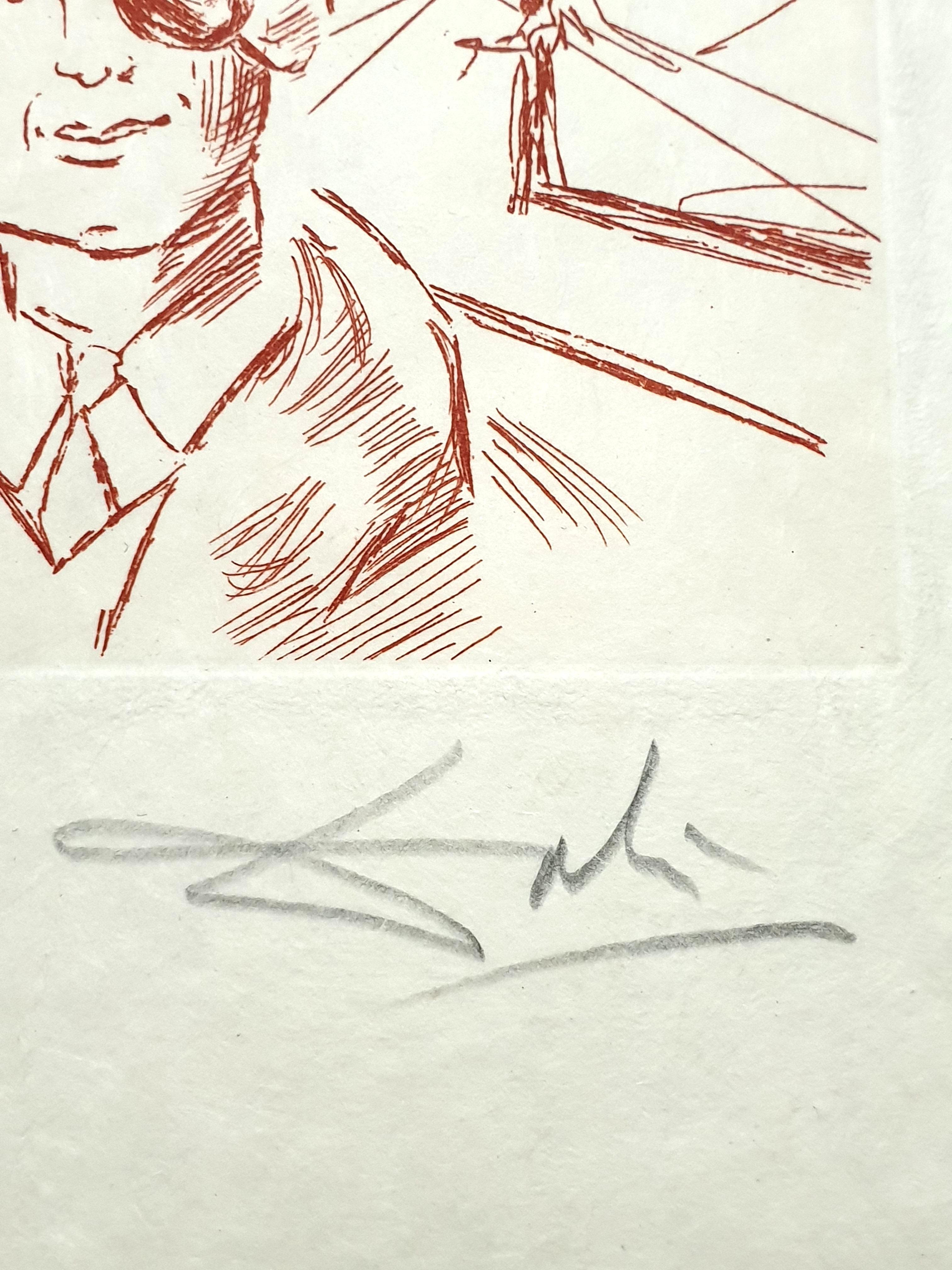 Salvador Dalí - Moshe Dayan - Grabado original firmado a mano en venta 5