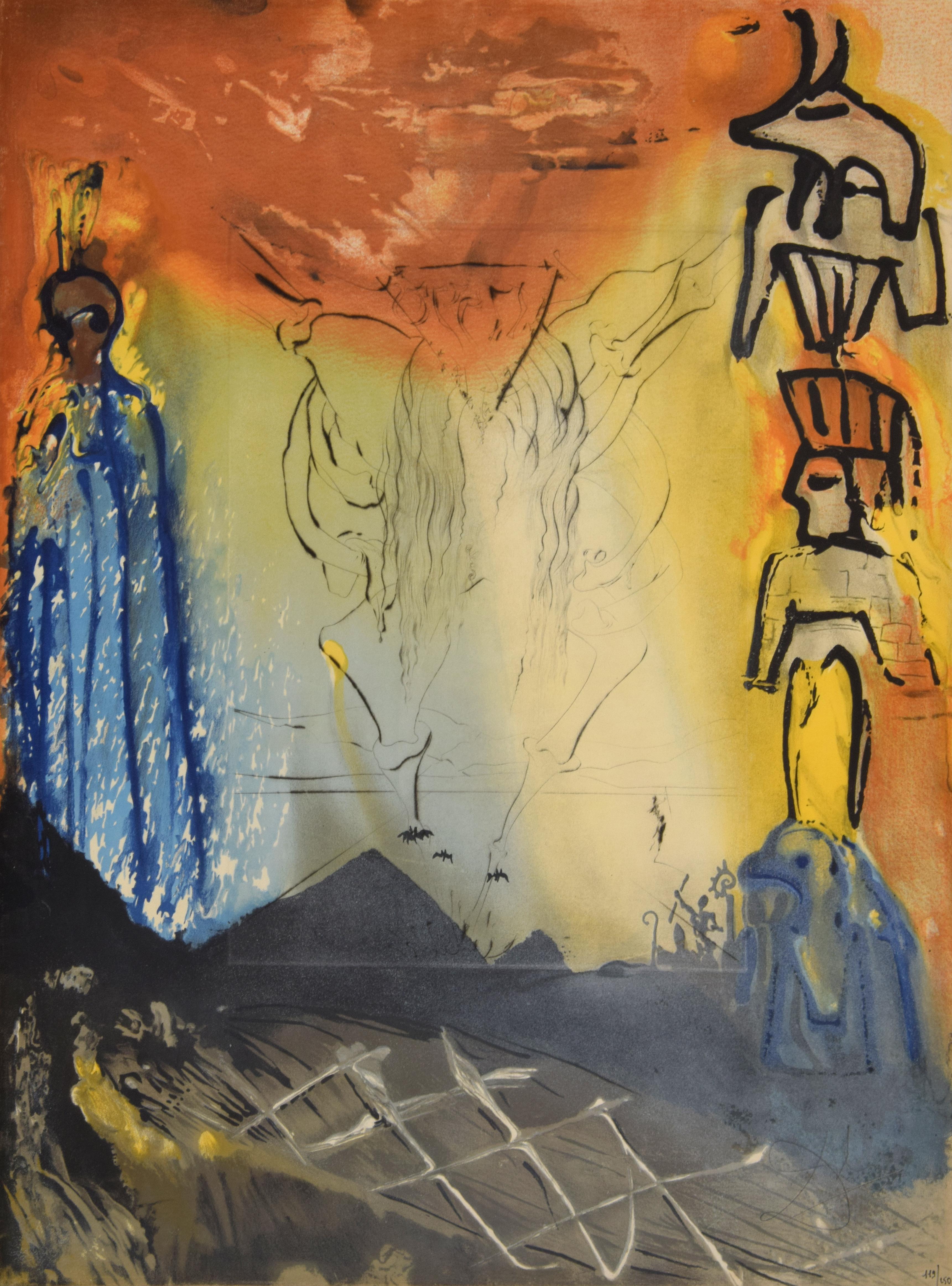 Salvador Dalí Figurative Print - Salvador Dali “Nightmare of Moses” Lithograph, Signed Edition