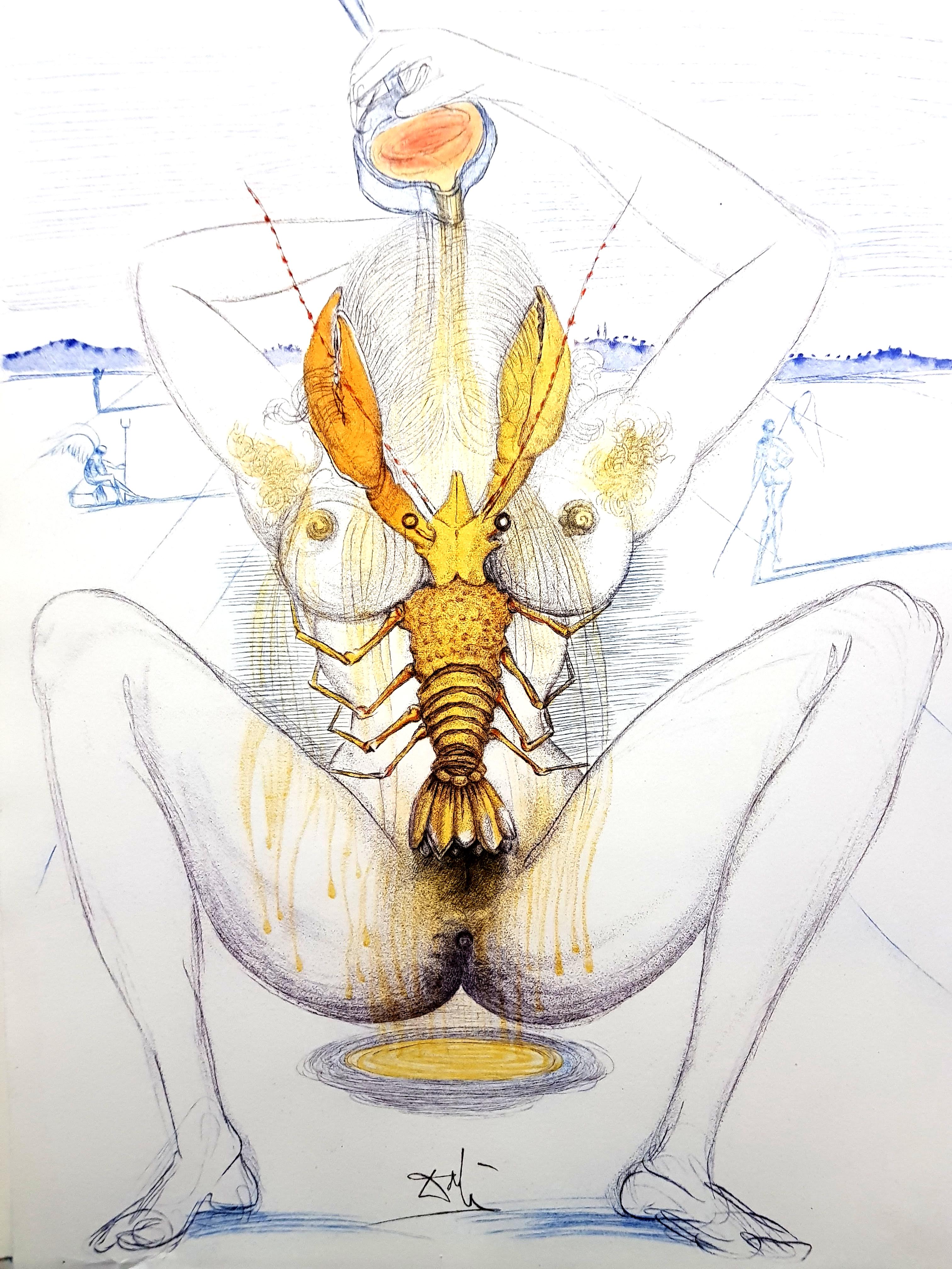 Salvador Dalí Nude Print - Salvador Dali - Nude and Lobster