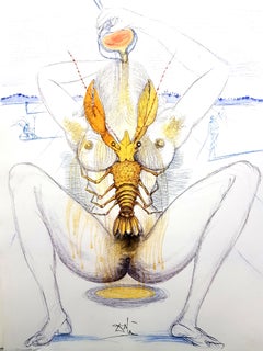 Vintage Salvador Dali - Nude and Lobster