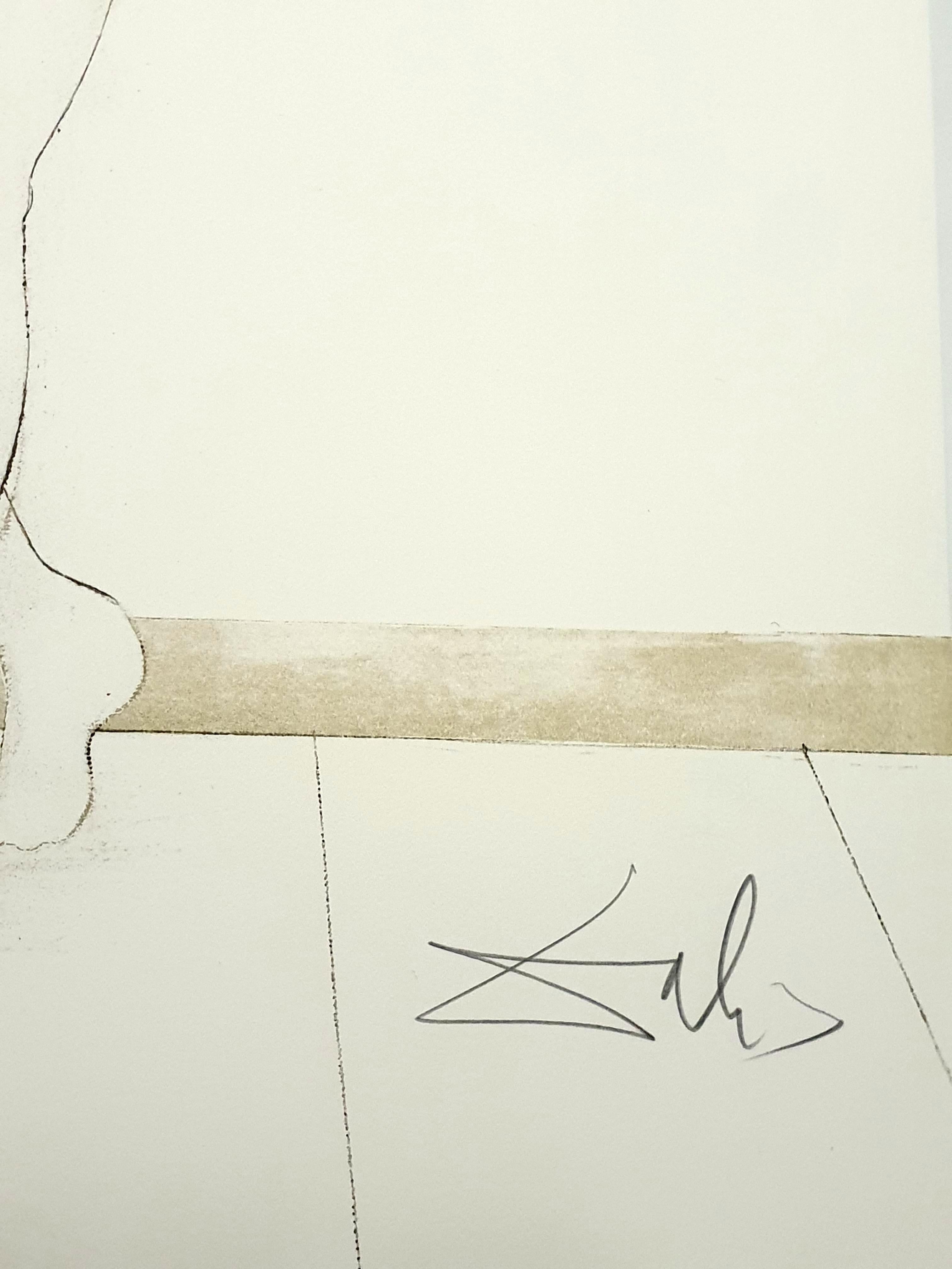 Salvador Dali - Nu à la fenêtre - Lithographie originale signée à la main - Beige Figurative Print par Salvador Dalí