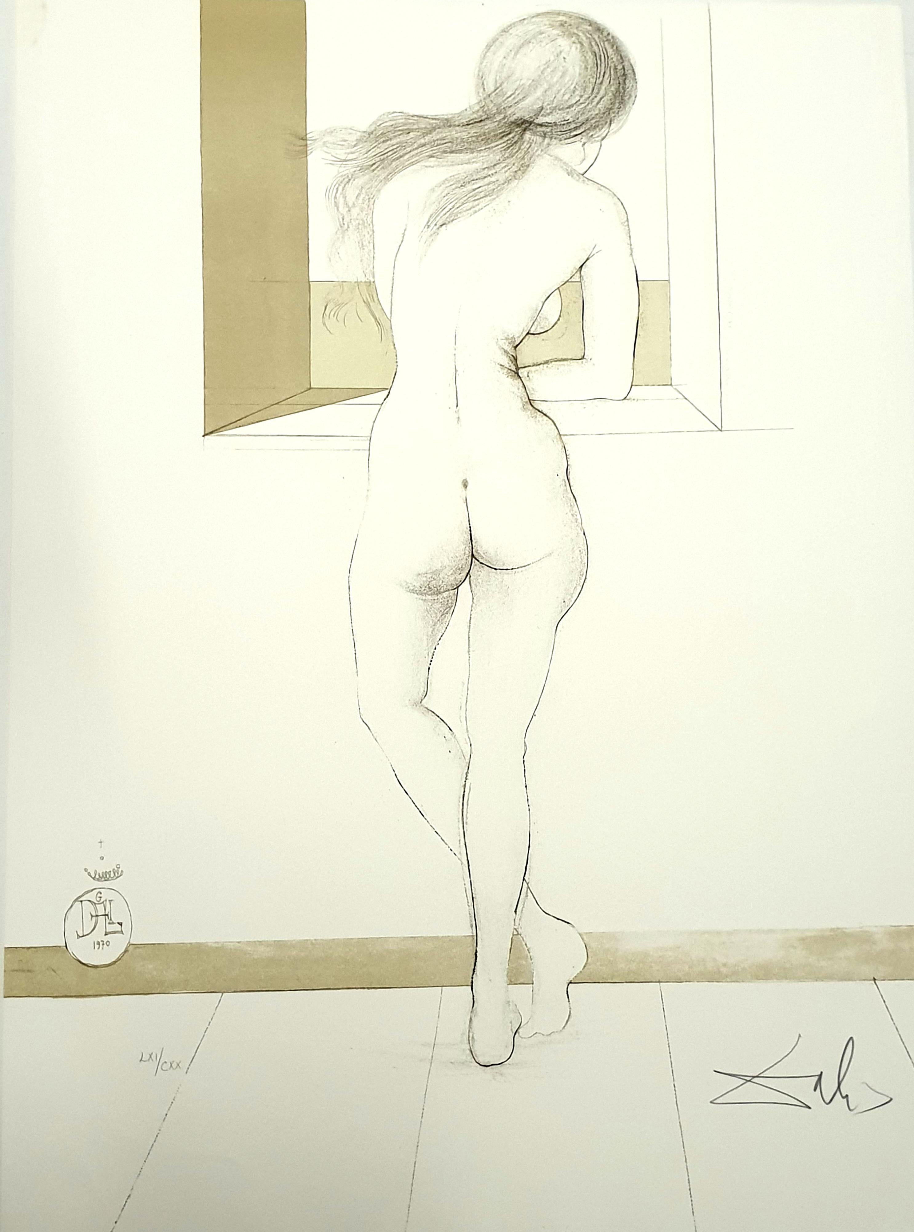 Salvador Dali - Akt am Fenster - Original handsignierte Lithographie