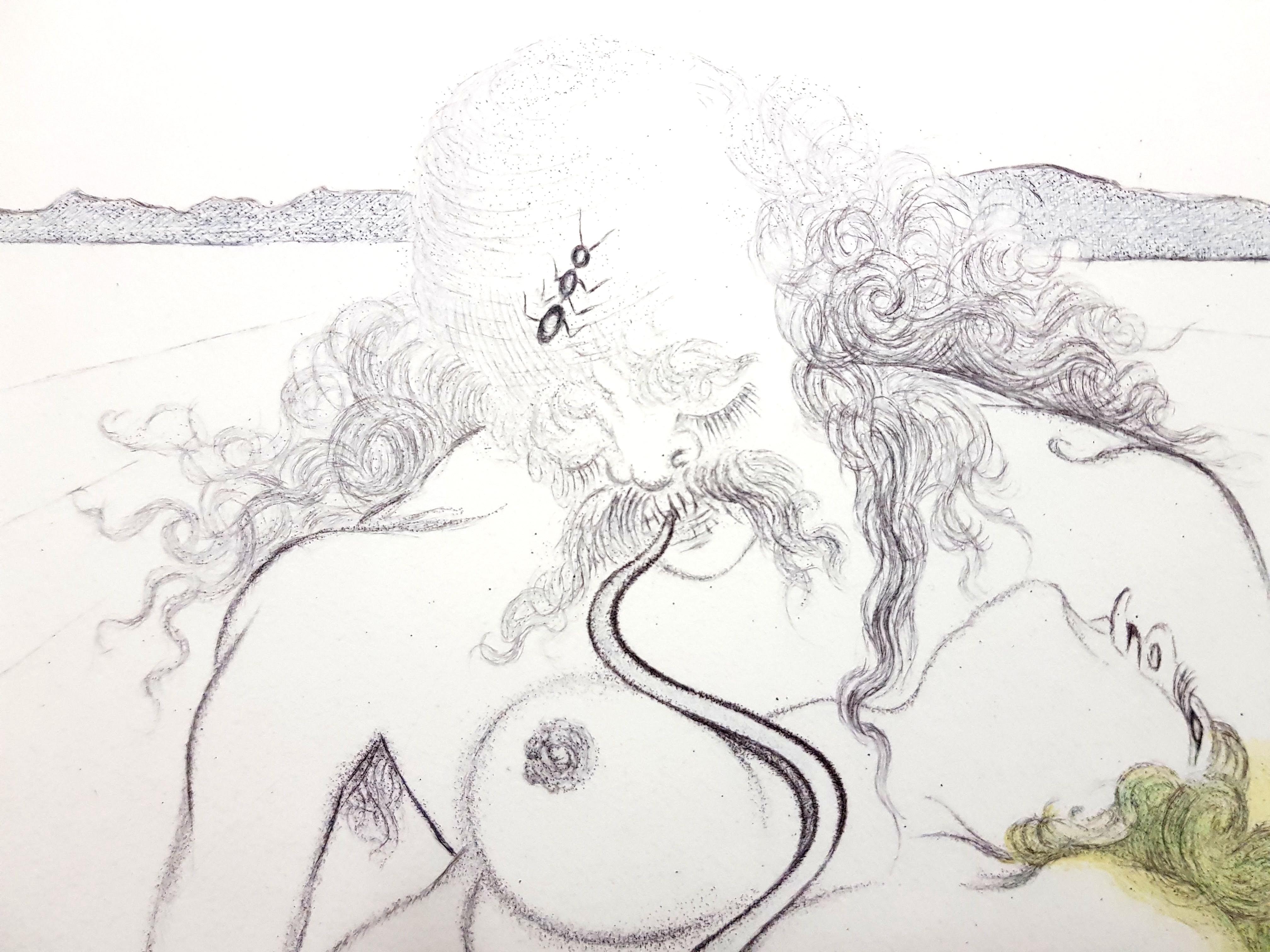 Salvador Dali – Paar in Hautfarbe (Grau), Figurative Print, von Salvador Dalí