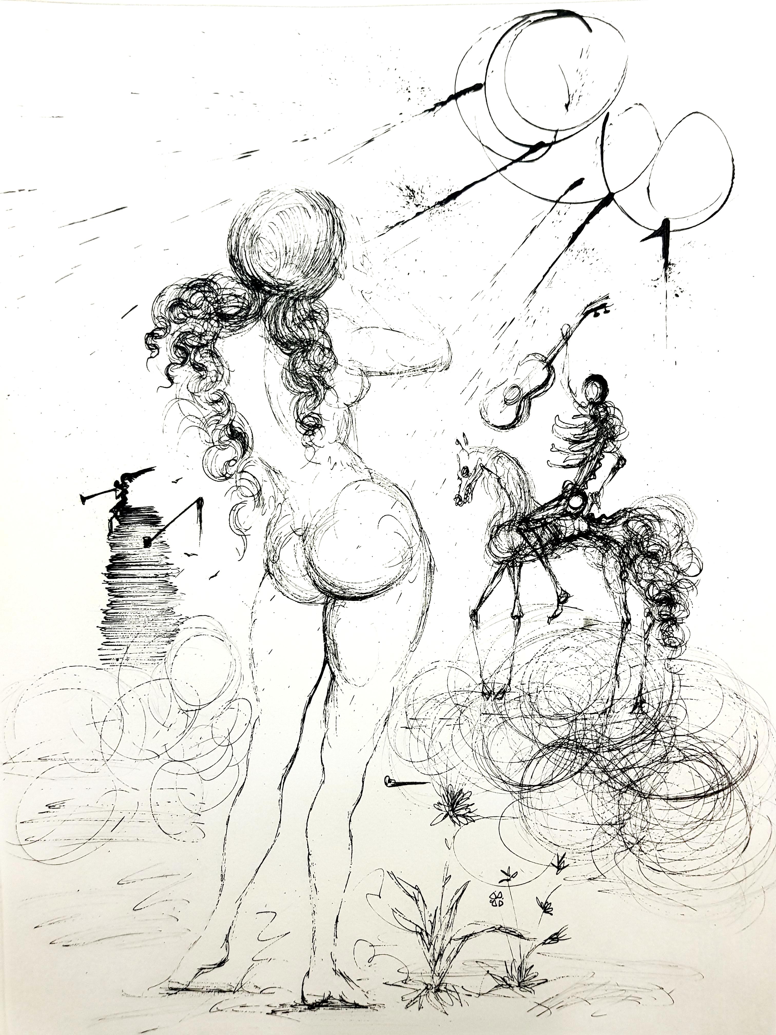 Salvador Dali - Nude, Horse and Death  - Print by Salvador Dalí