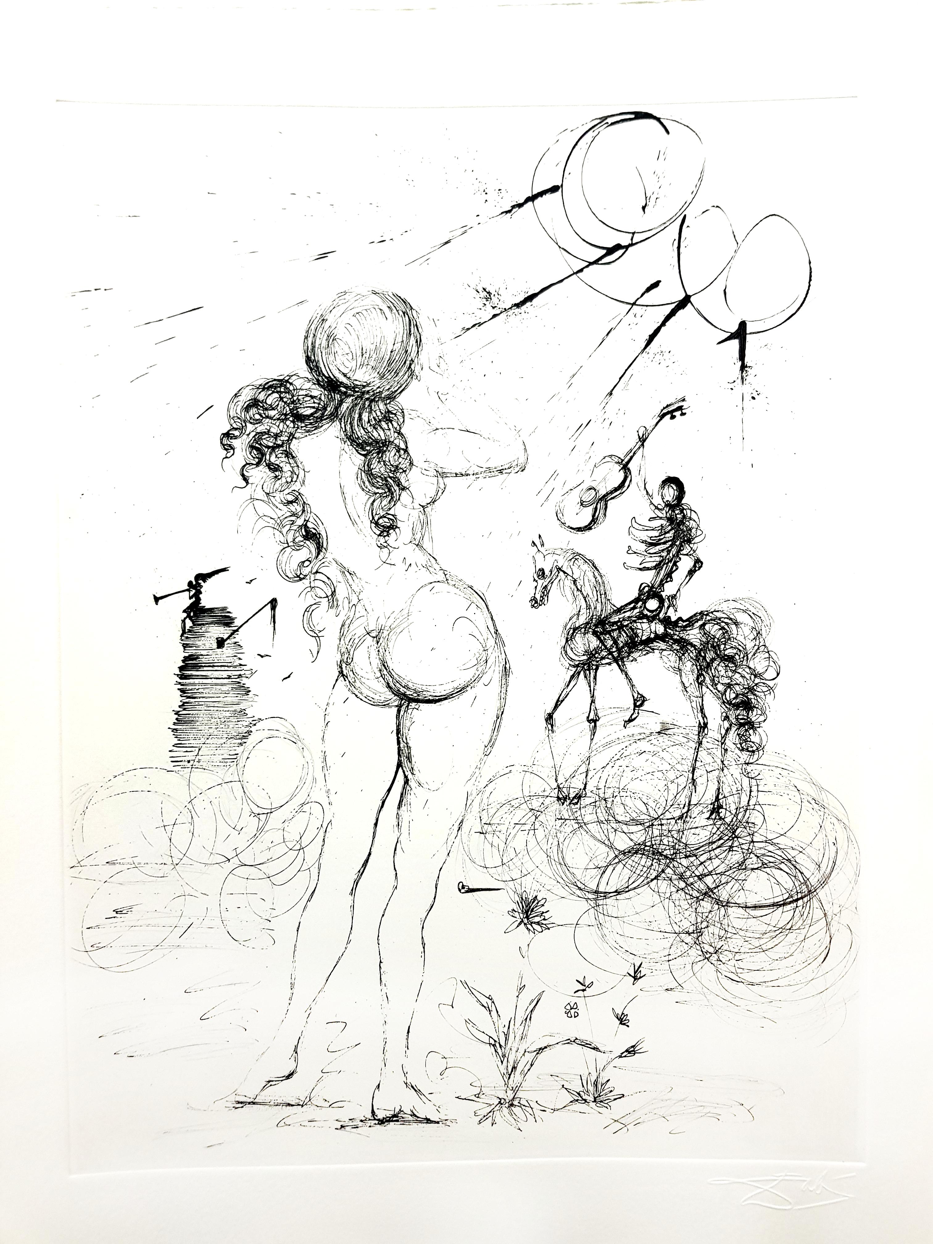 Nude Print Salvador Dalí - Salvador Dali - Nu, cheval et mort 