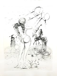 Vintage Salvador Dali - Nude, Horse and Death 