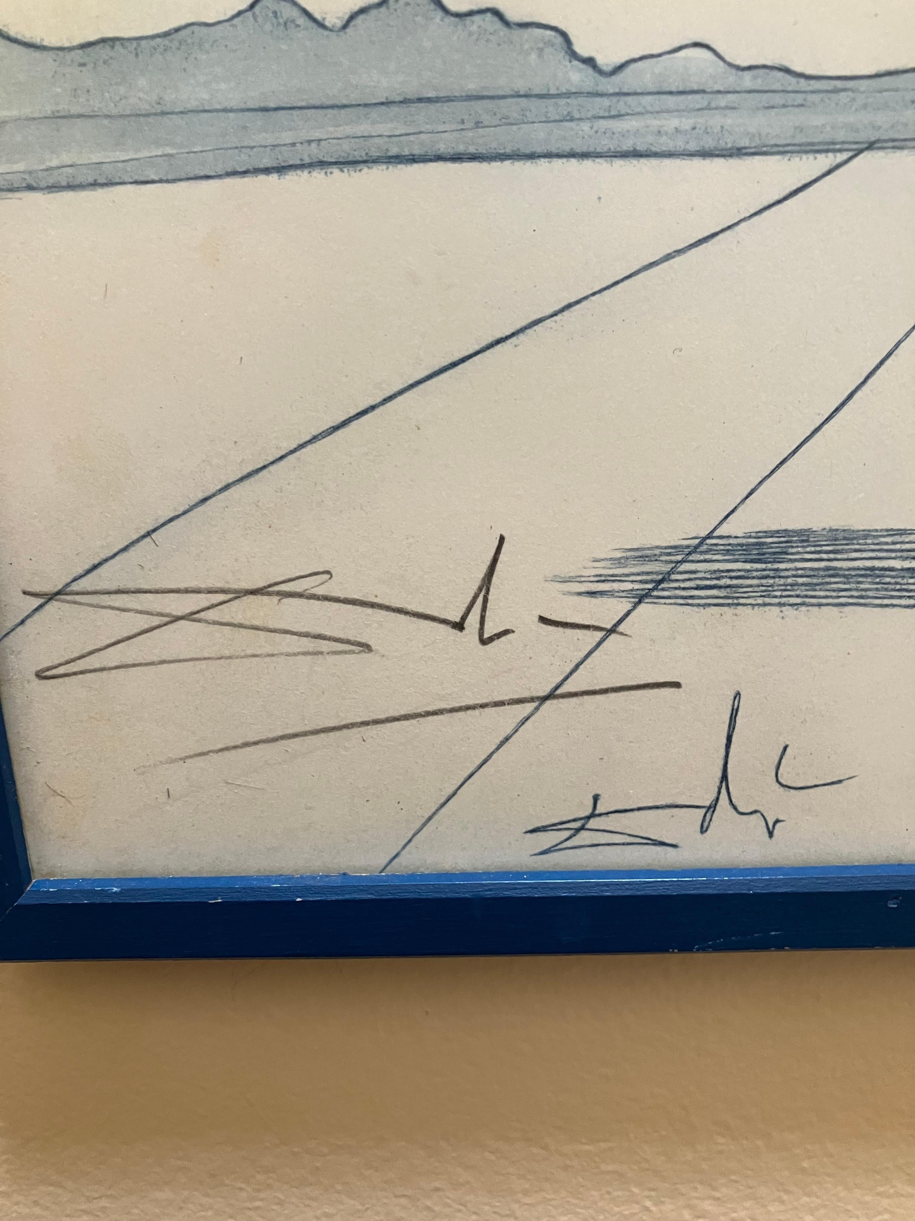 Salvador Dali Crayon signé Nu sur une corne de rhinocéros - Surréalisme Print par Salvador Dalí