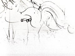 Salvador Dali - Nude Riding - Original Etching on Silk
