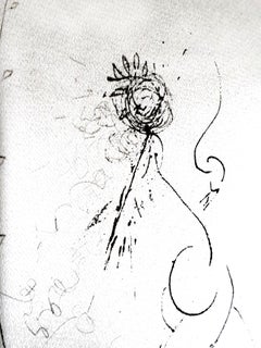 Salvador Dali - Nude with Flower - Original Etching on Silk