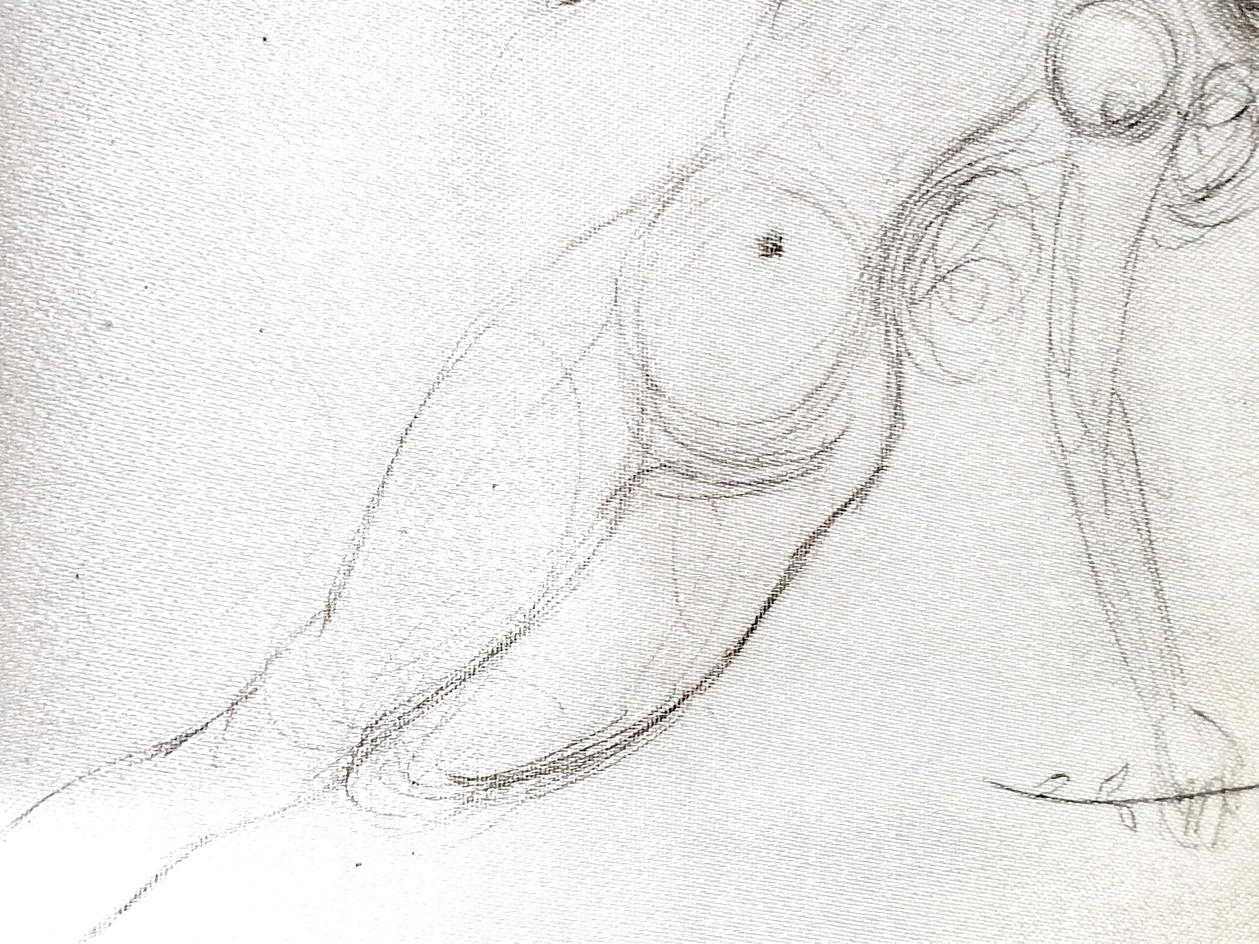 Salvador Dali - Nackt mit Blume - Original-Radierung auf Seide im Angebot 1