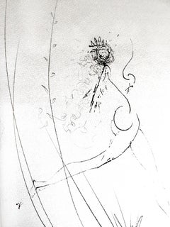 Salvador Dali - Nude with Flower - Original Etching on Silk