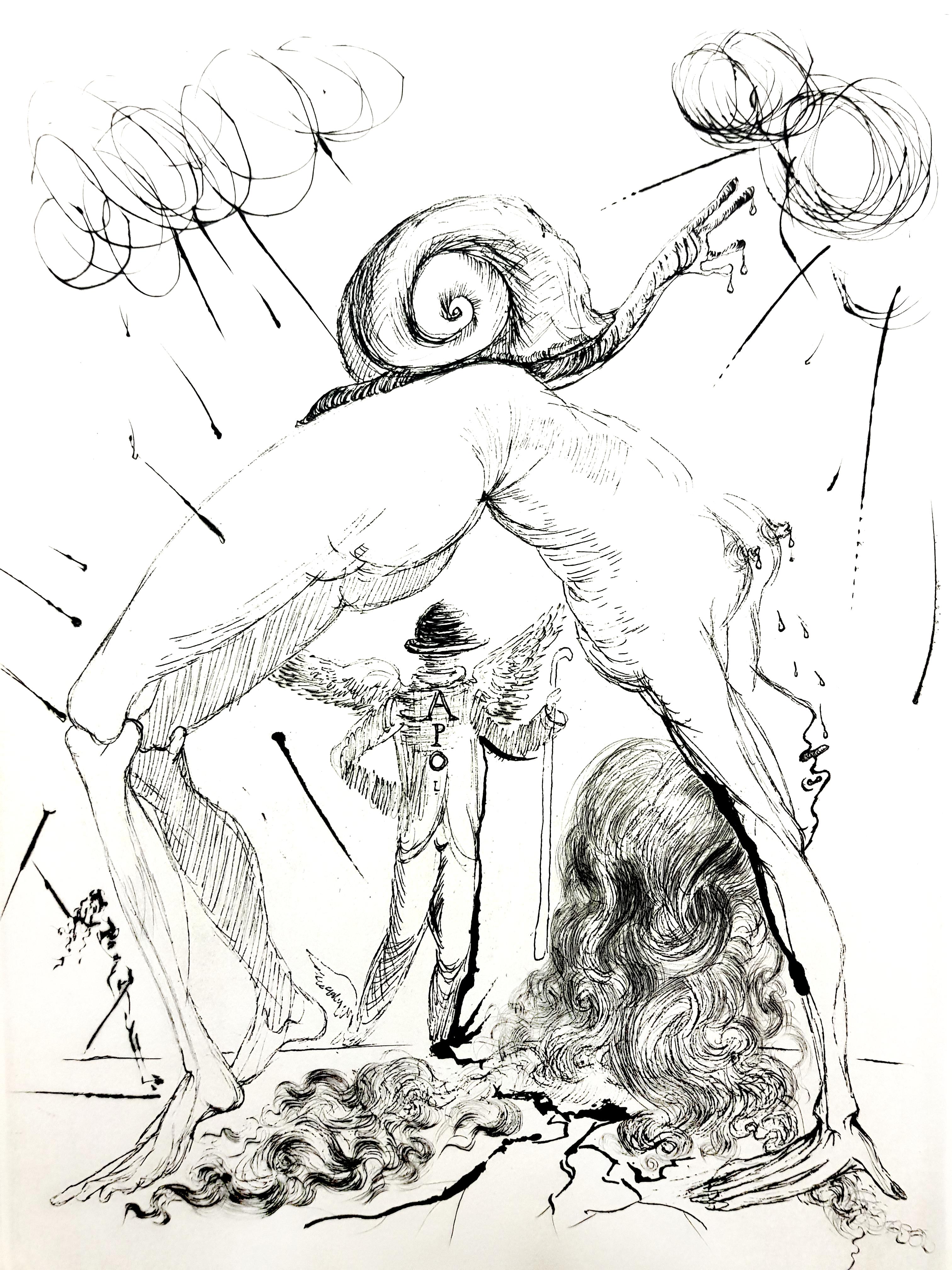 Salvador Dali - Akt mit Schnecke – Print von Salvador Dalí