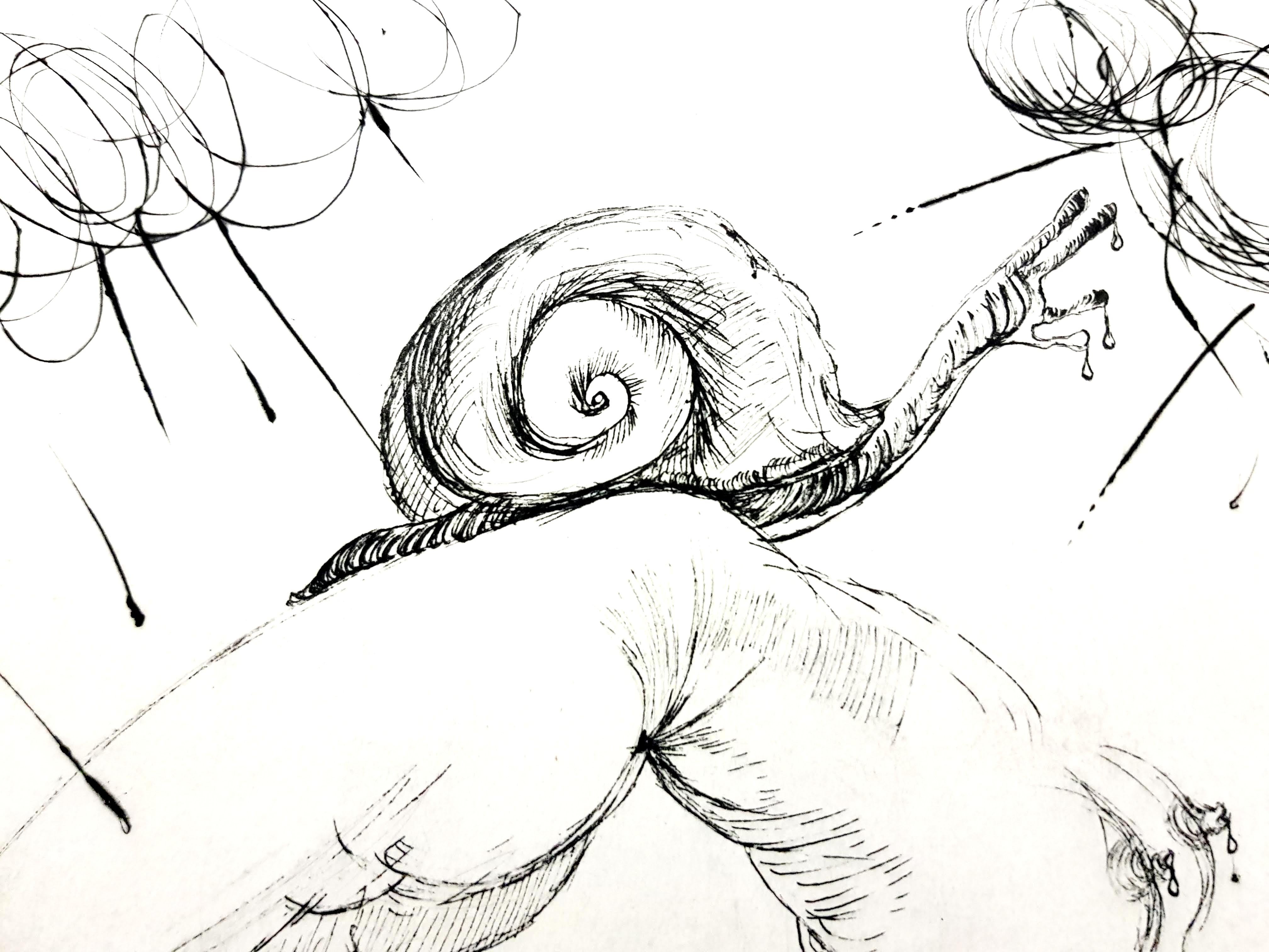 Salvador Dali - Nude with Snail - Surrealist Print by Salvador Dalí