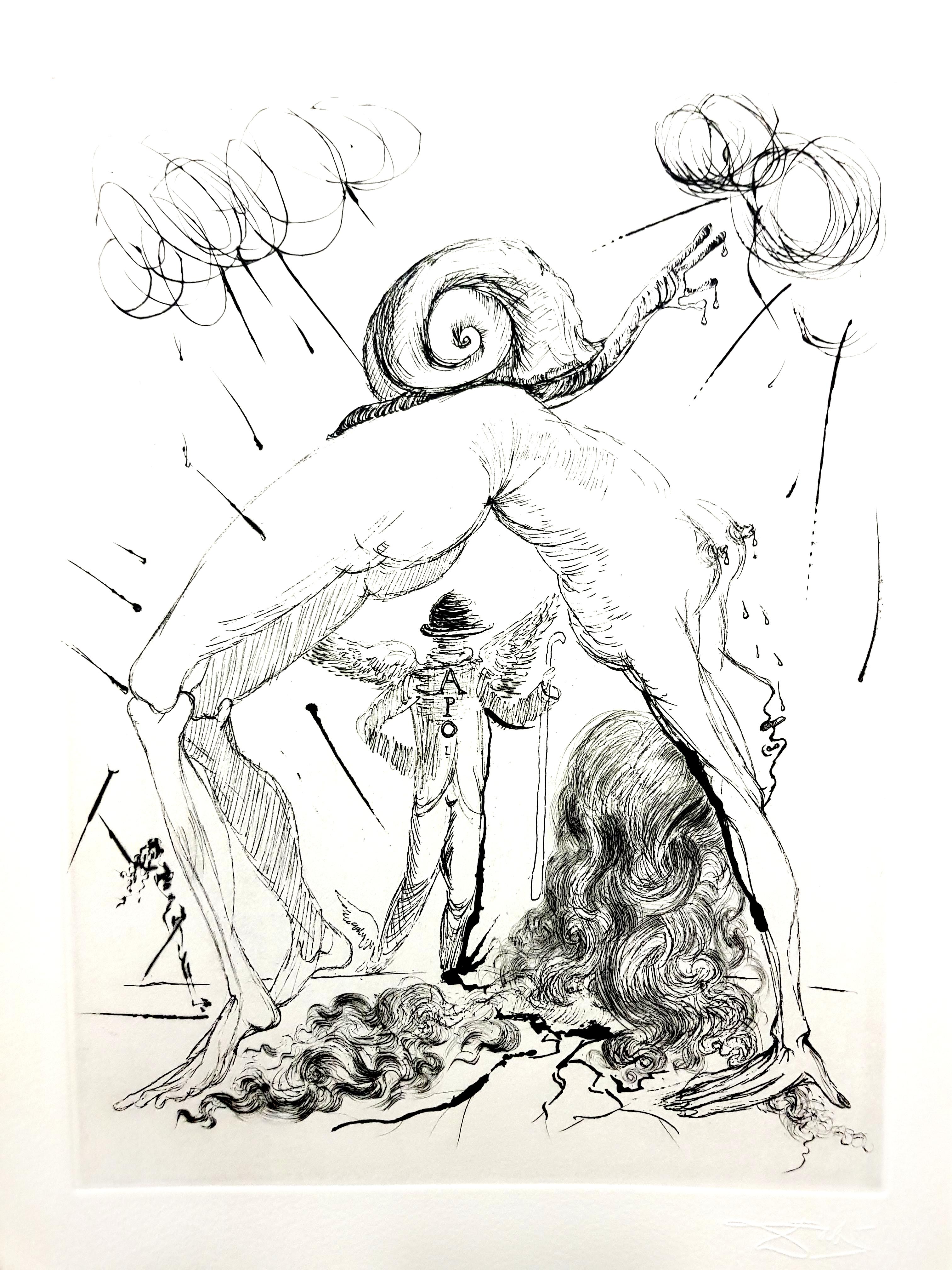 Salvador Dalí Nude Print - Salvador Dali - Nude with Snail