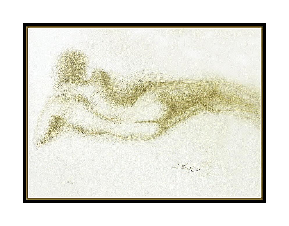 Salvador Dali Nude Woman Back Color Lithograph Hand Signed Surreal Portrait Art - Print by Salvador Dalí