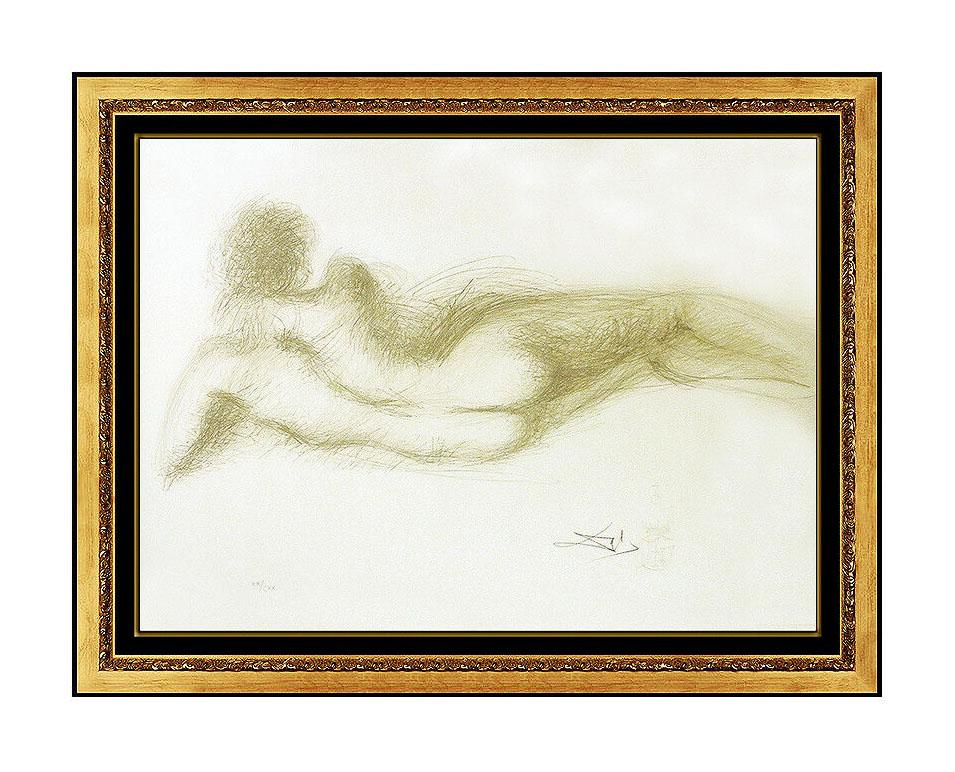 Salvador Dalí Nude Print - Salvador Dali Nude Woman Back Color Lithograph Hand Signed Surreal Portrait Art