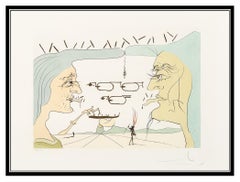Salvador Dali Original Color Engraving Hand Signed Le Telegraphe Da Vinci Art
