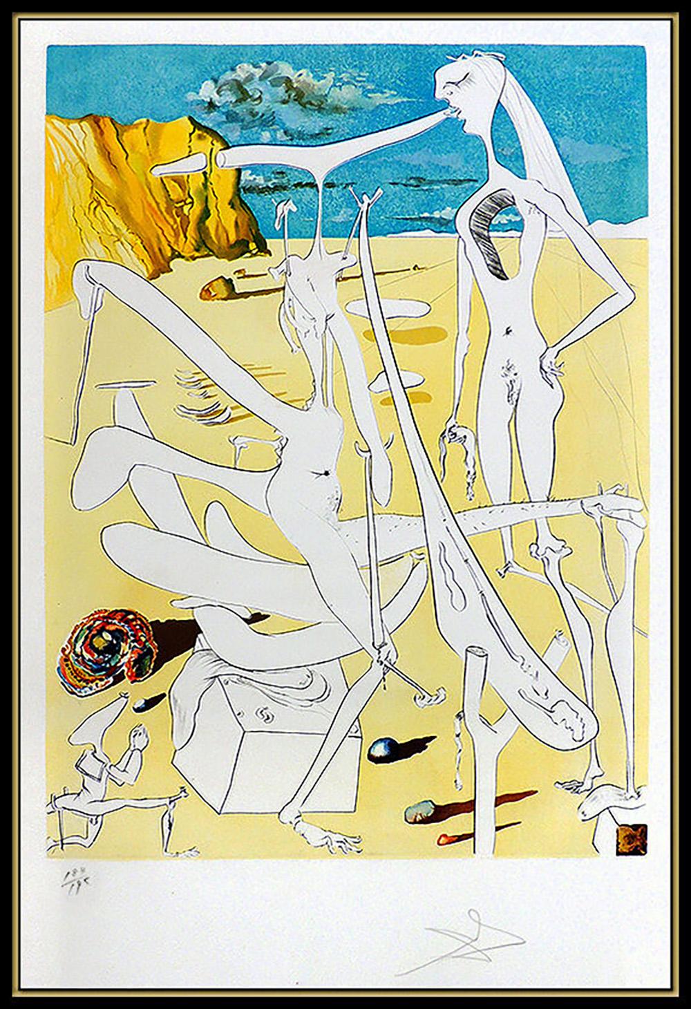 Salvador Dali Original Color Etching Hand Signed Surreal Large Nude Portrait Art - Surrealist Print by Salvador Dalí