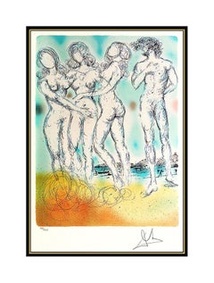Salvador Dali Original Color Lithograph HAND SIGNED Surreal Judgement Paris Art