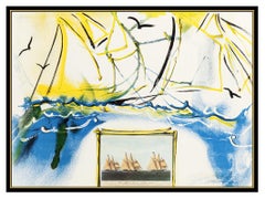 Salvador Dali Original Color Lithograph Signed American Yachting Scene Courier