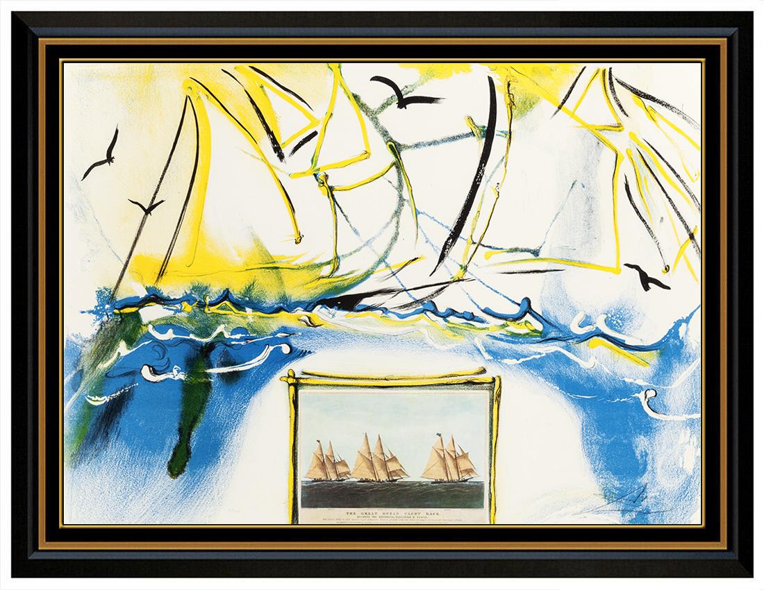 Salvador Dalí Print - Salvador Dali Original Color Lithograph Signed American Yachting Scene Courier