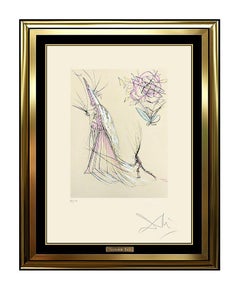 Vintage Salvador Dali Original Faust Etching Rare HAND SIGNED Color Art Wizard print