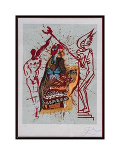 Salvador Dali Original Lithographie, authentische, handsignierte, surreale Tarot-Karte, Original