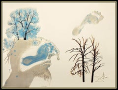Salvador Dali Original Lithograph Hand Signed Authentic Four Seasons Winter Art