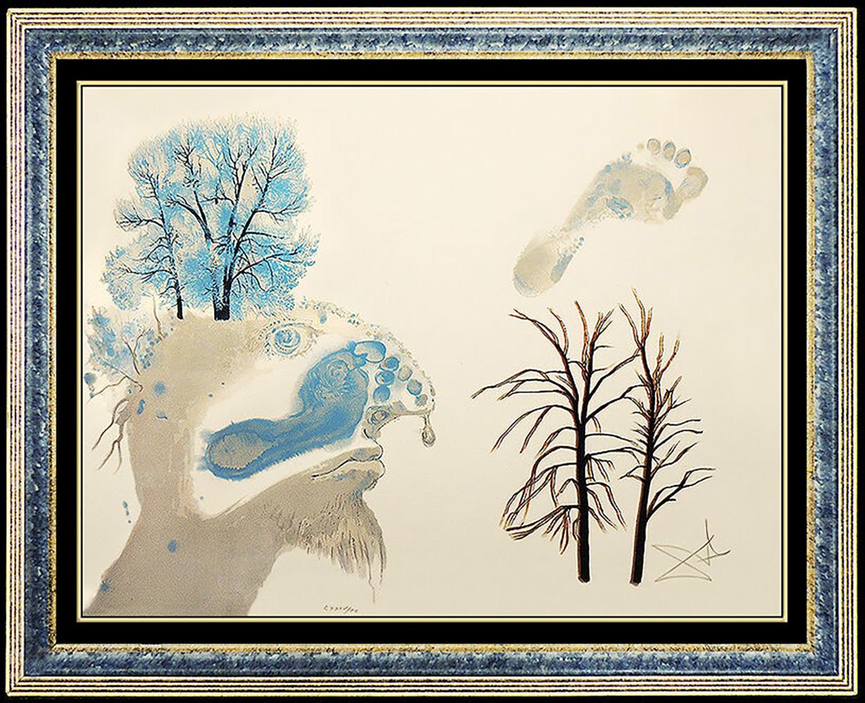 Salvador Dalí Abstract Print - Salvador Dali Original Lithograph Hand Signed Authentic Four Seasons Winter Art