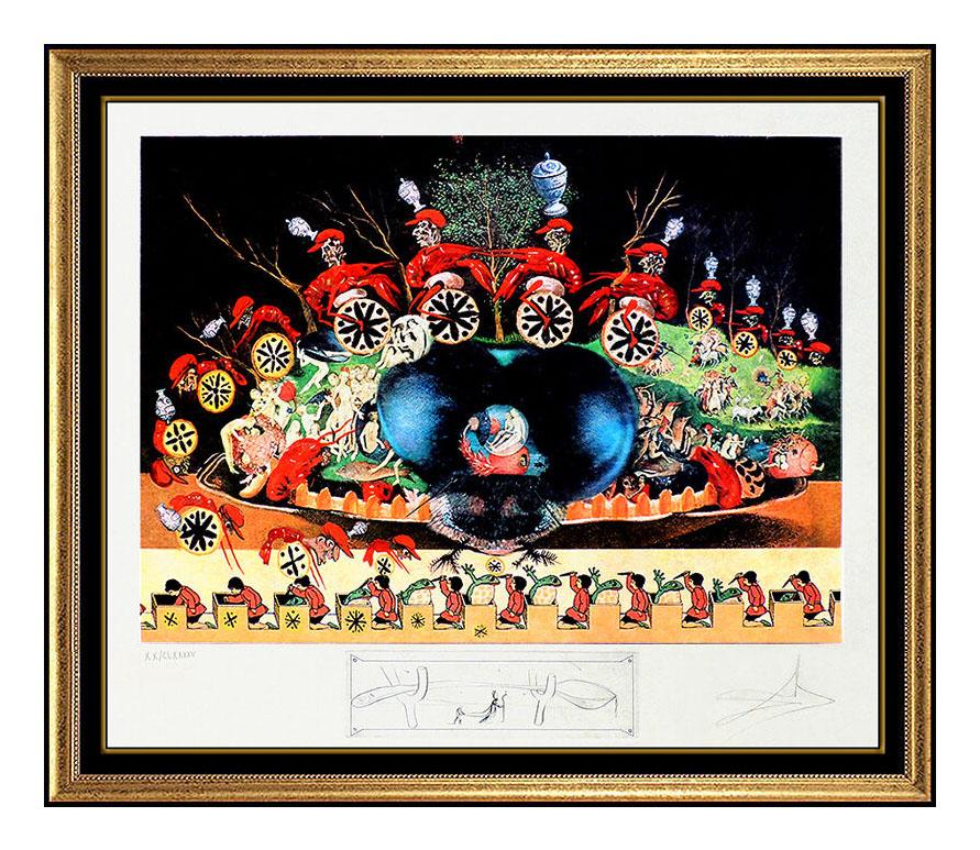 Salvador Dalí Figurative Print - Salvador Dali Original Lithograph Hand Signed Les Diners De Gala Surreal Artwork