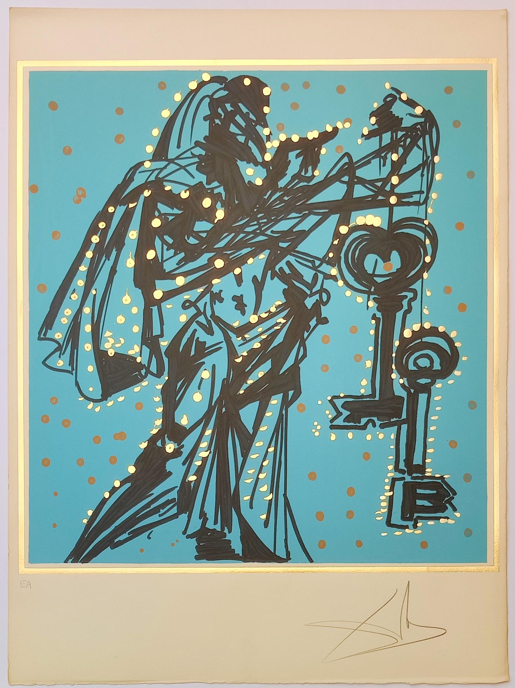 Salvador Dali
Peters (Gardien des clés), tiré des Douze Apôtres, 1977
Lithographies en couleurs avec gaufrage sur papier Arches
Signé à la main en bas à droite
Edition EA en bas à gauche
Taille de la feuille 64,5 x 47,5 cm
Publié par Wajntrob,