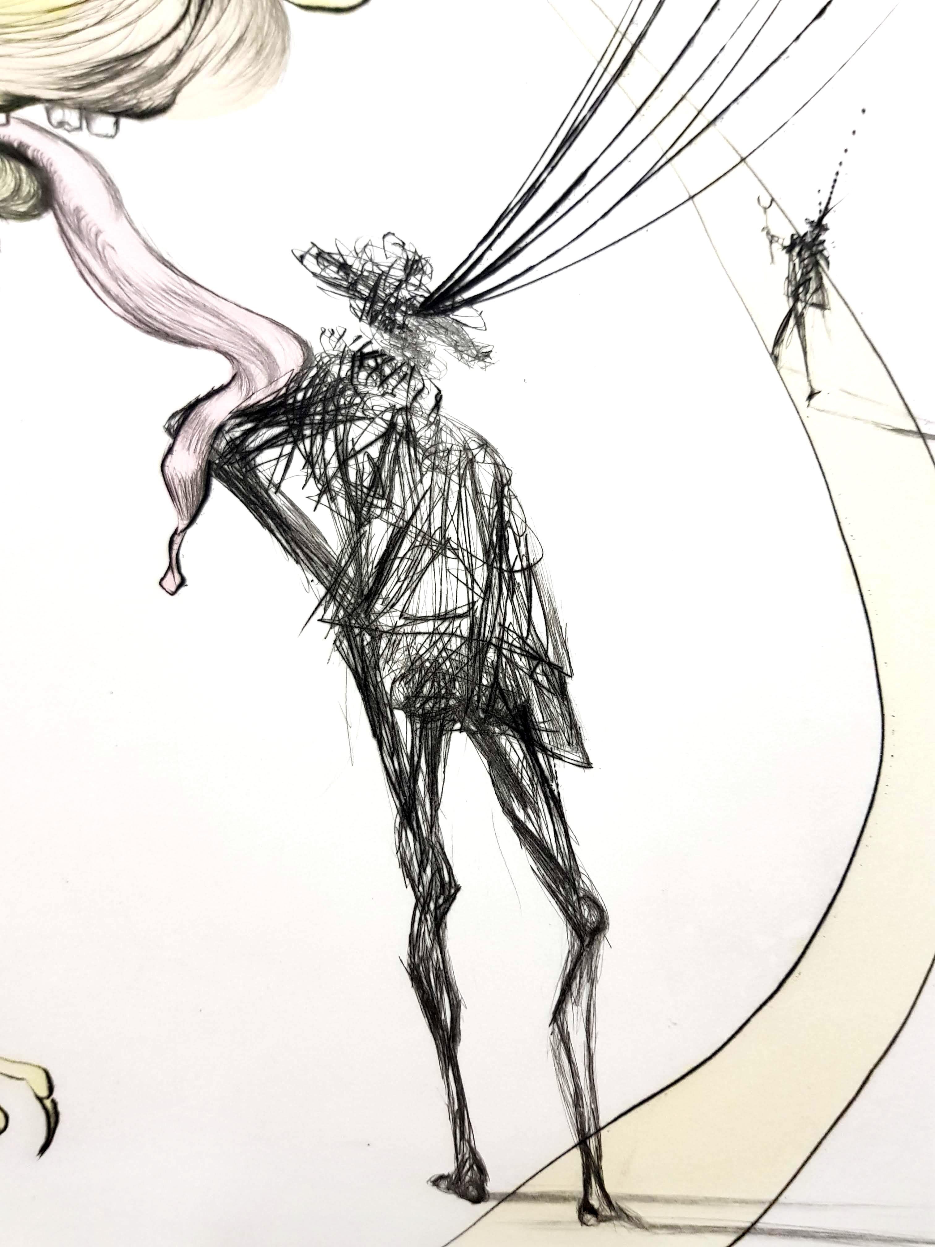 Salvador Dali - Picasso : Un billet pour la gloire - Beige Portrait Print par Salvador Dalí