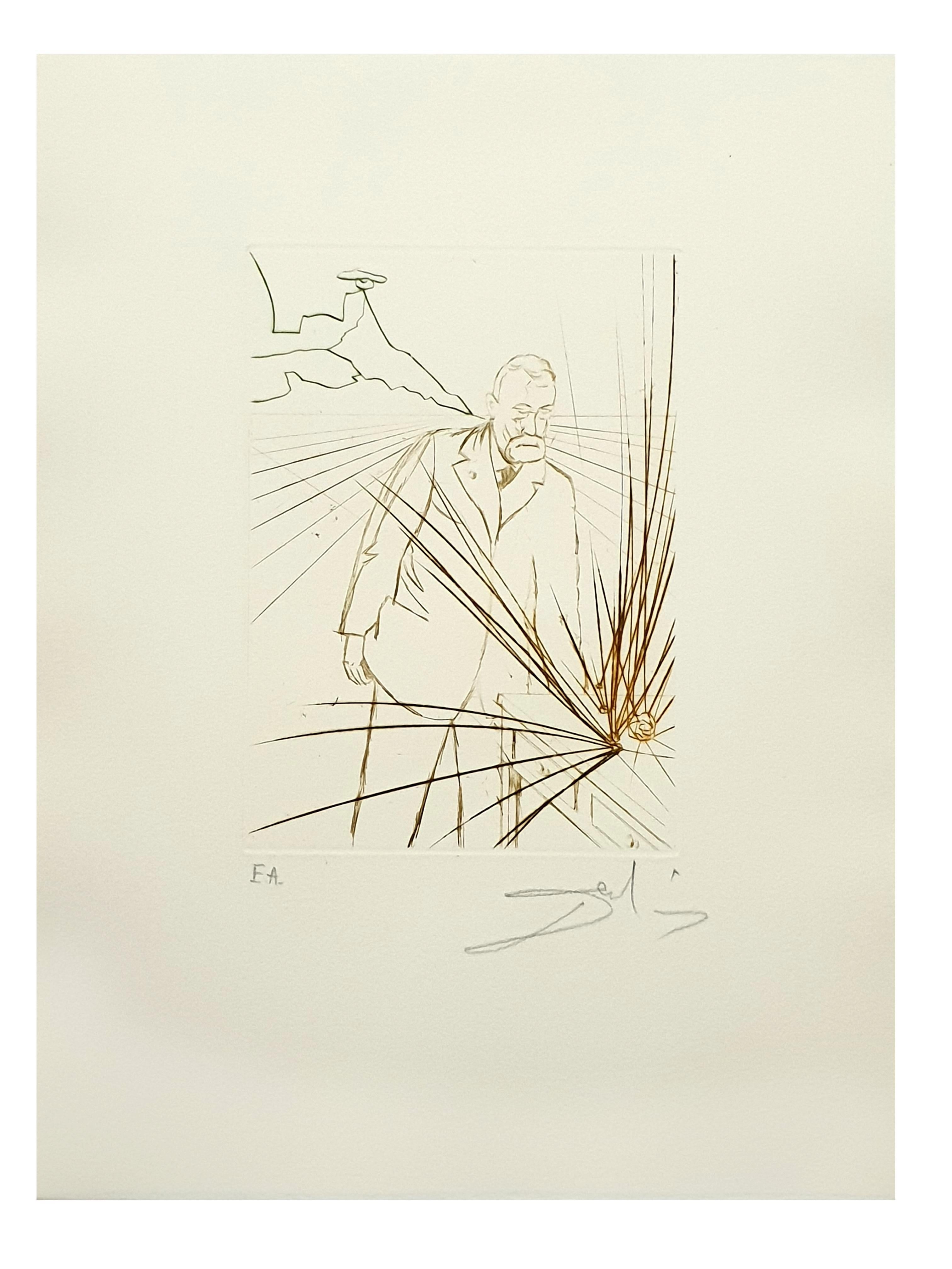 Salvador Dali - Pierre Curie - Original Handsigned Engraving - Print by Salvador Dalí