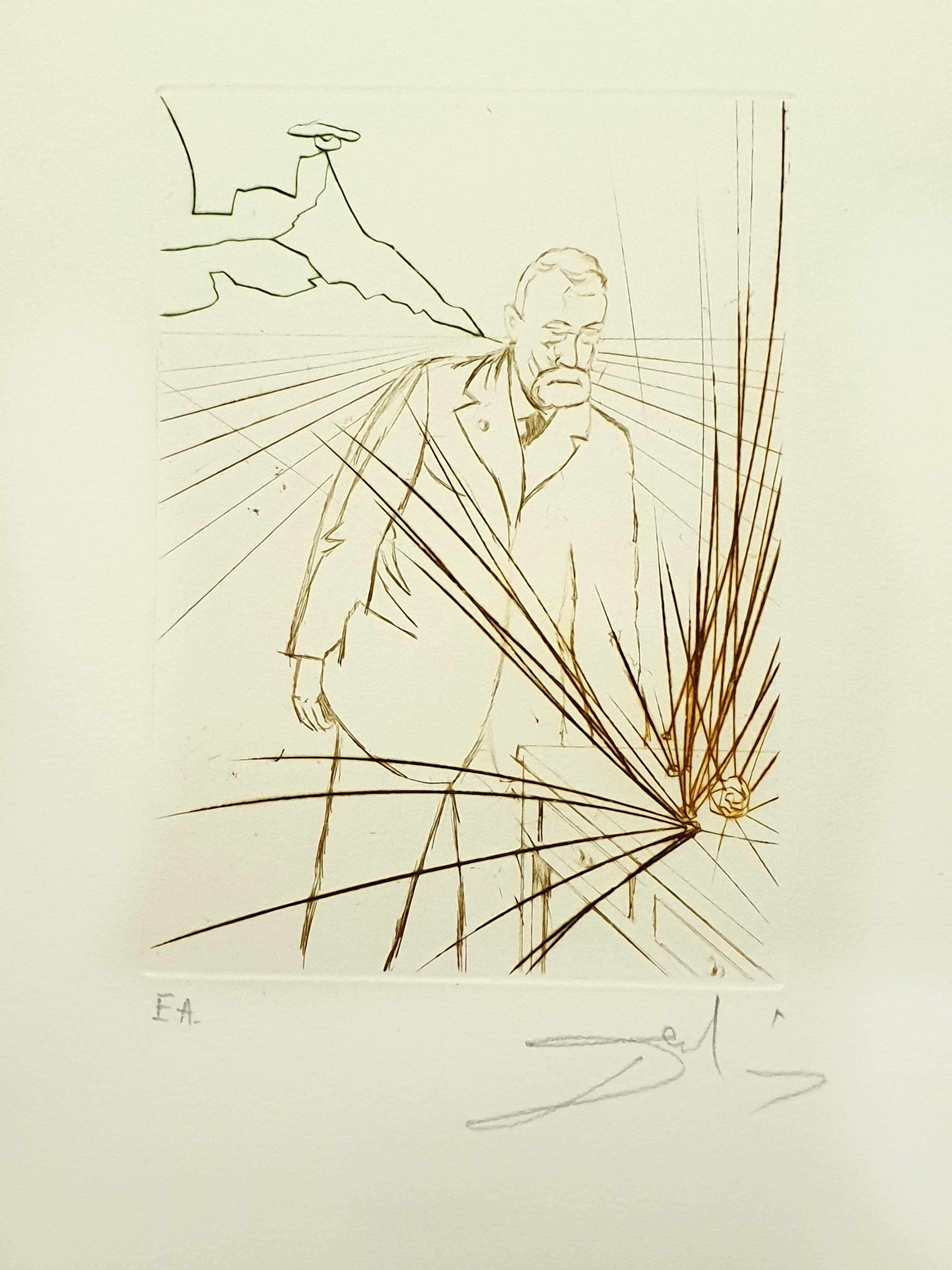 Salvador Dalí Figurative Print - Salvador Dali - Pierre Curie - Original Handsigned Engraving