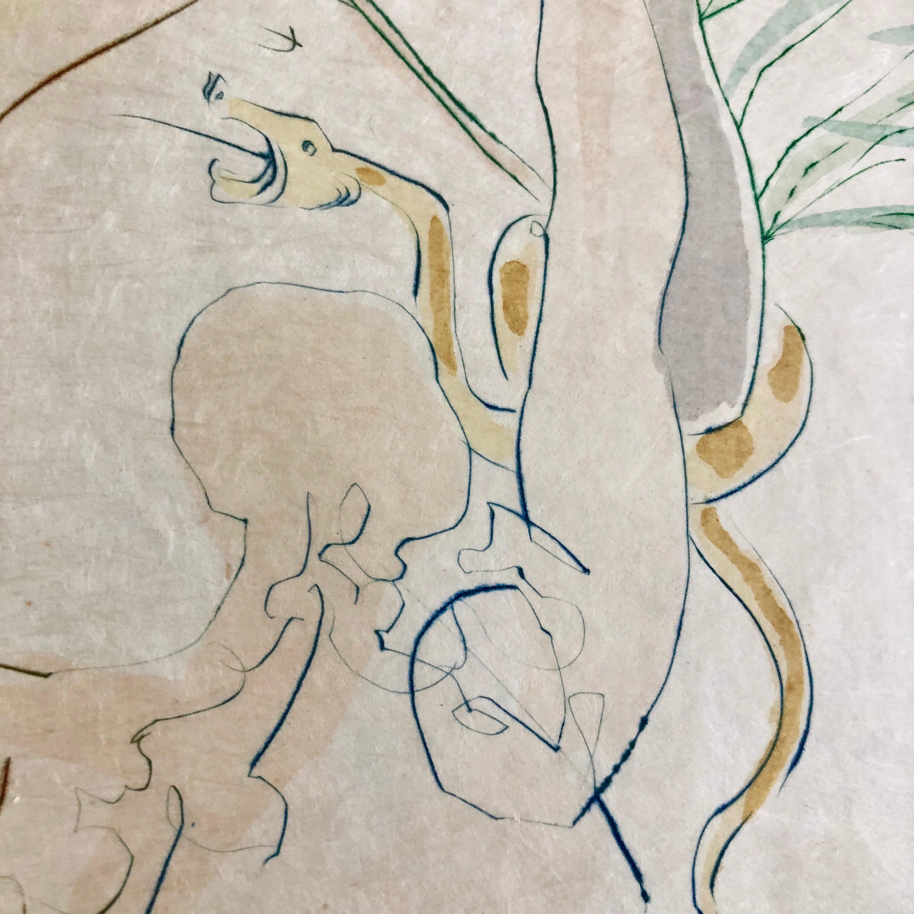Salvador Dali Pochoir Etching Engraving Adam & Eve Japon Paper Gold Embellished 1
