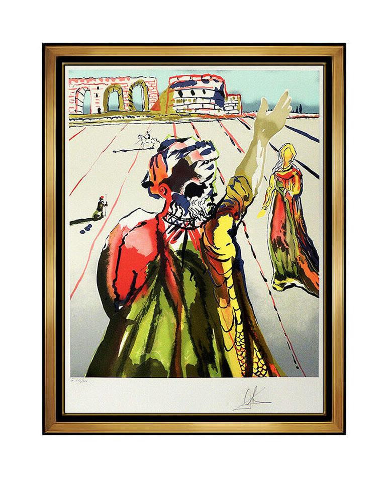 Salvador Dalí Abstract Print - Salvador Dali Poet Advises The Maiden Original Color Lithograph Signed Surreal