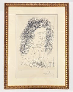 Salvador Dali Portrait Etching, Signed, 1974, Le Portrait de la Fontaine